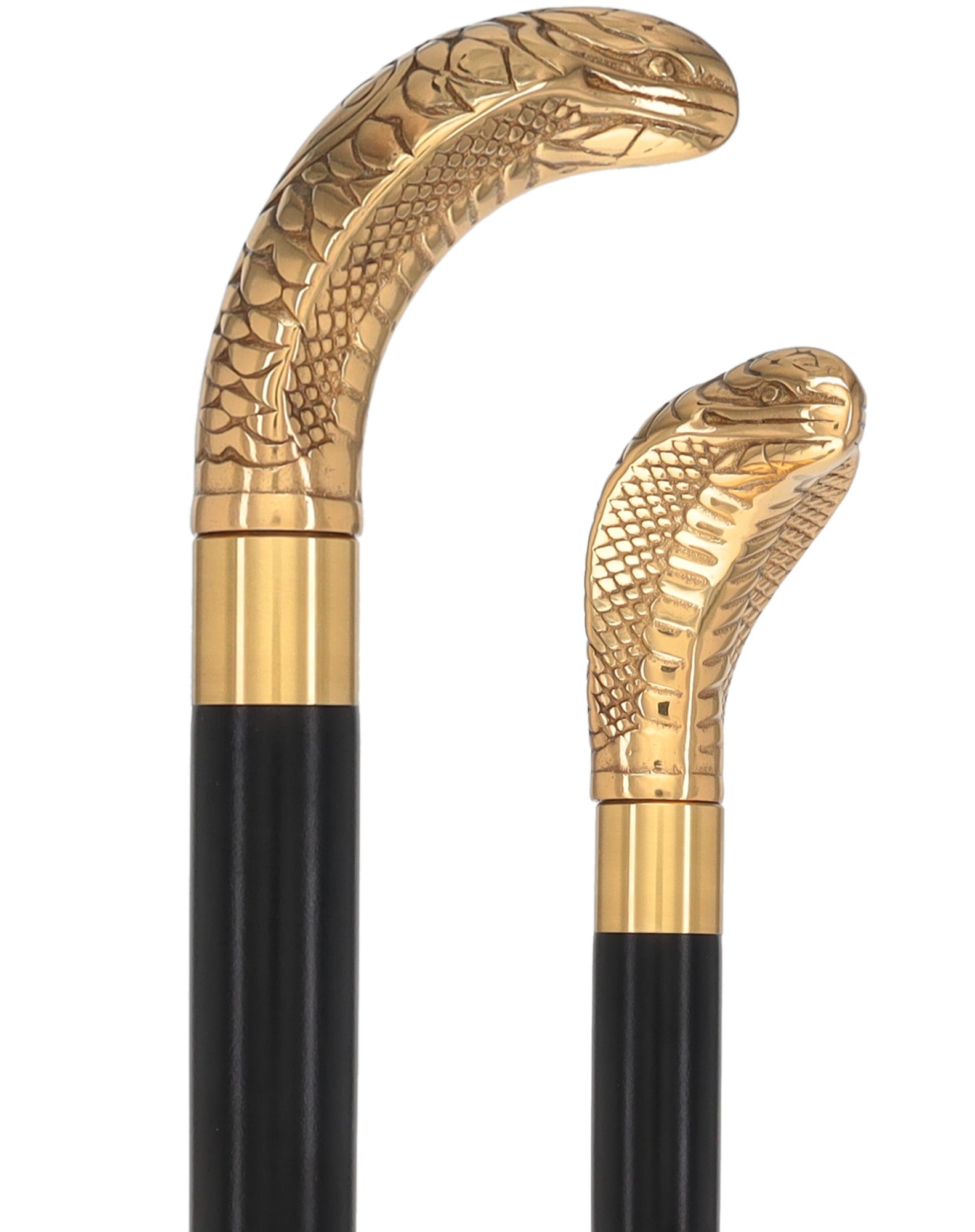 Premium Brass Snake Handle Walking Cane: Custom Shaft & Collar