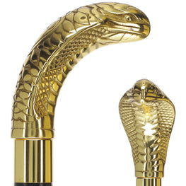 Brass Snake Handle Walking Cane w/ Custom Shaft and Collar
