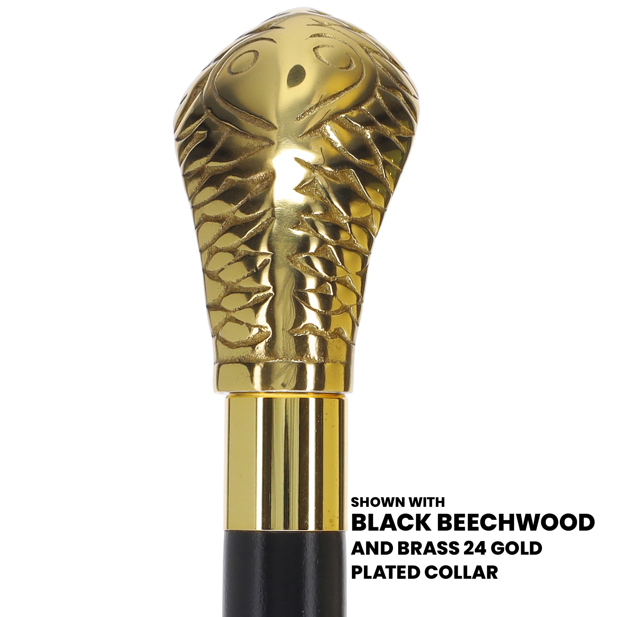 Premium Brass Snake Handle Walking Cane: Custom Shaft & Collar