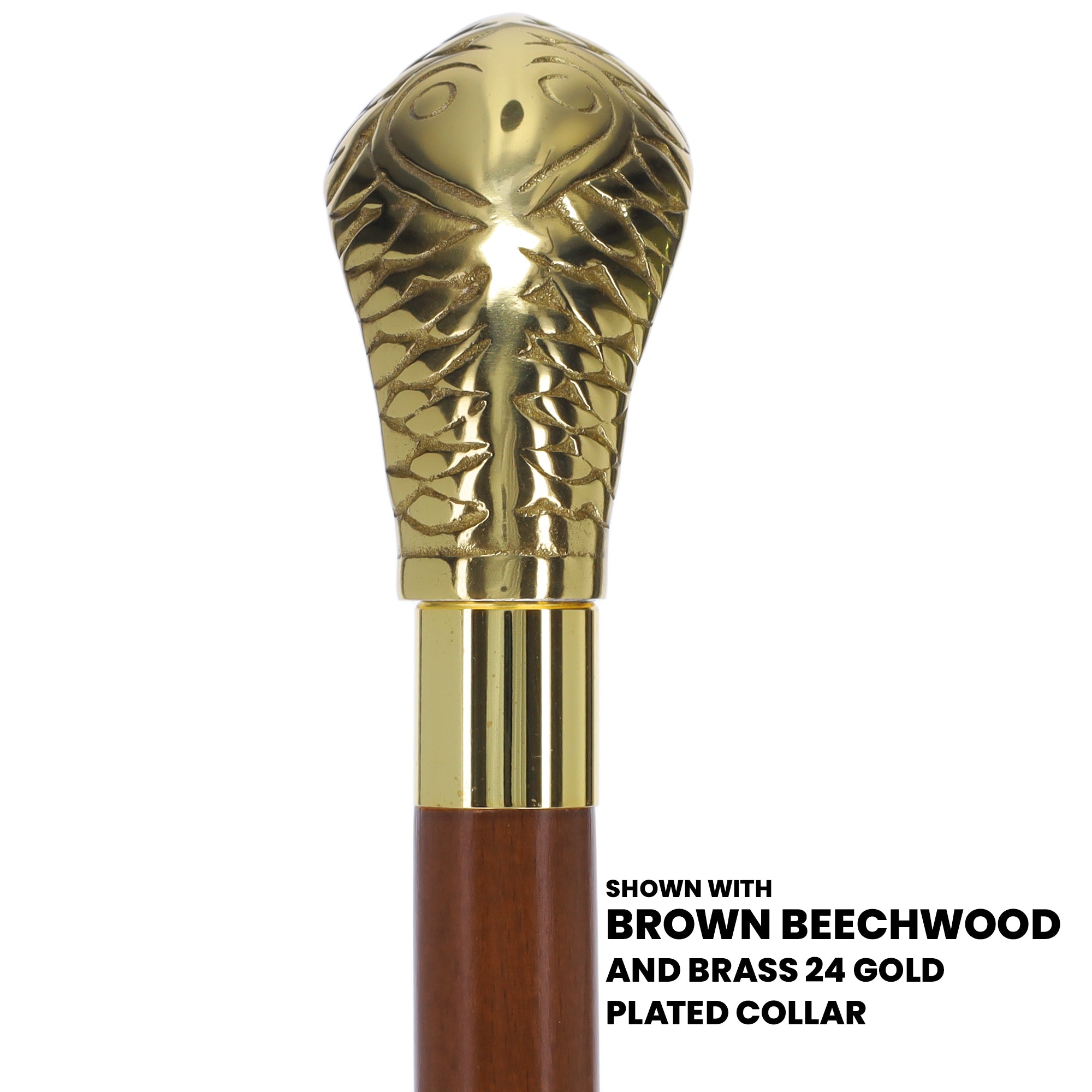 Premium Brass Snake Handle Walking Cane: Custom Shaft & Collar