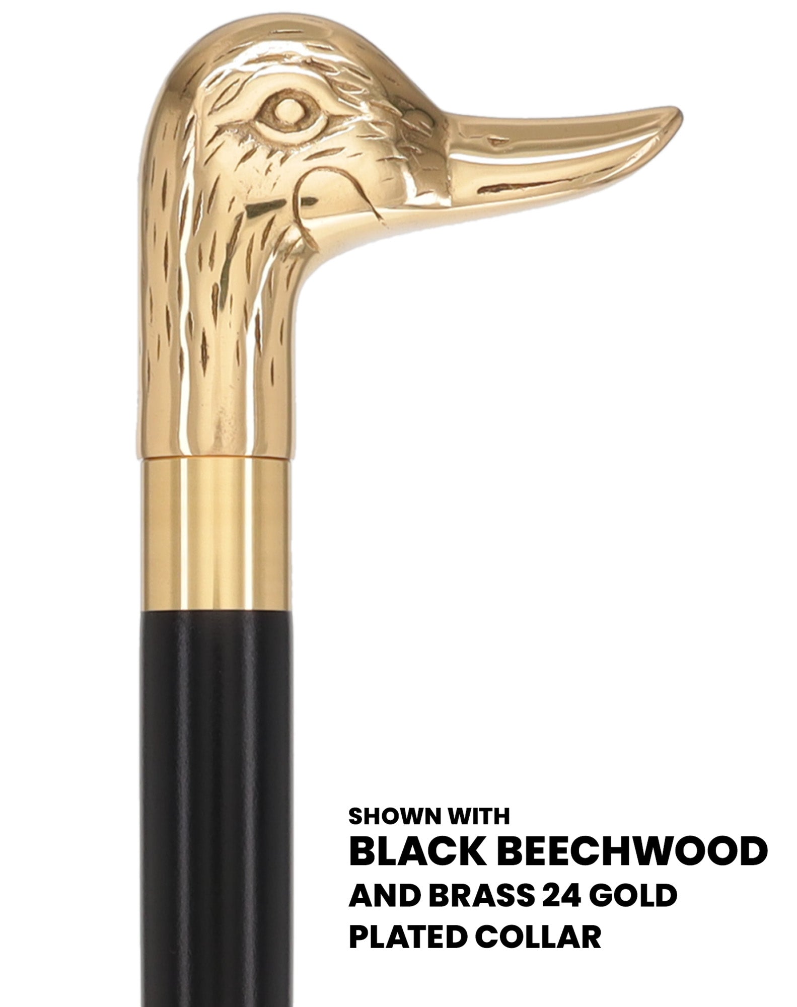 Premium Brass Duck Handle Walking Cane: Custom Shaft & Collar