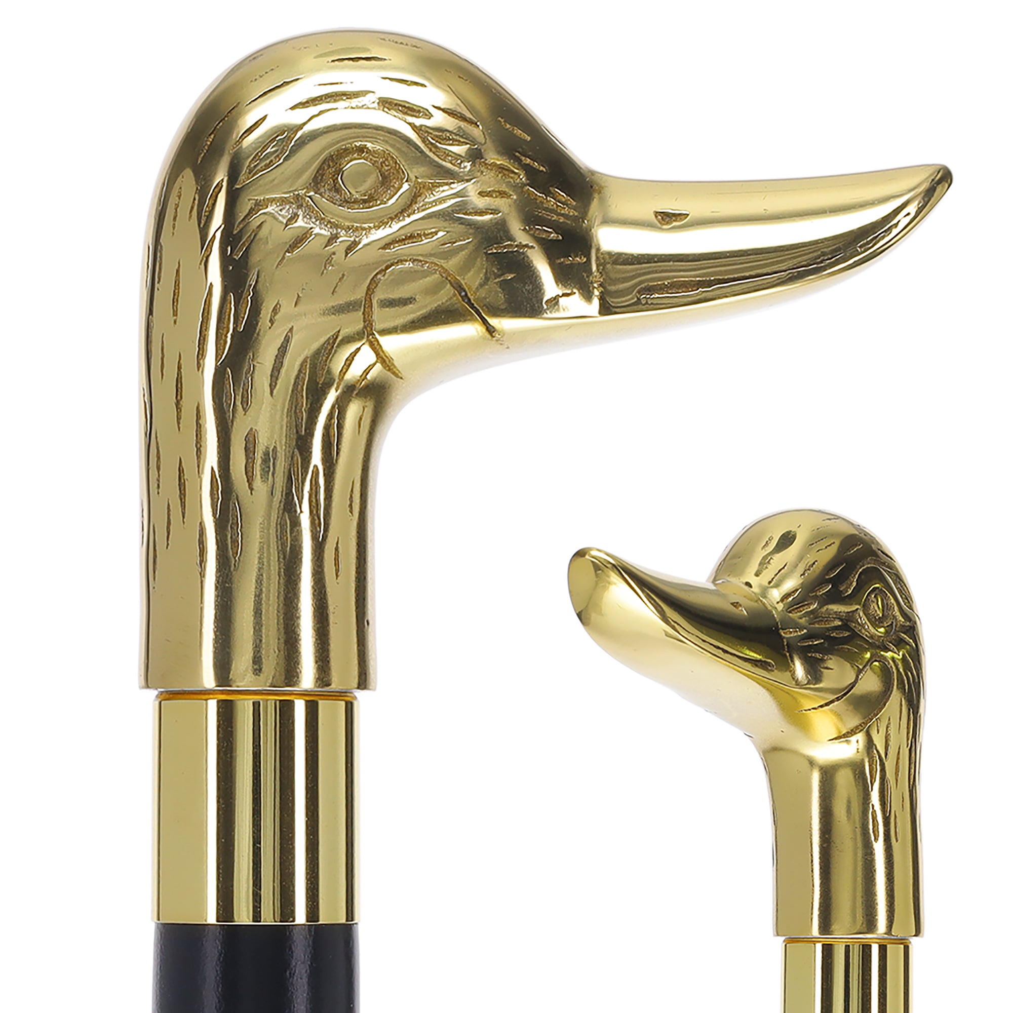 Premium Brass Duck Handle Walking Cane: Custom Shaft & Collar