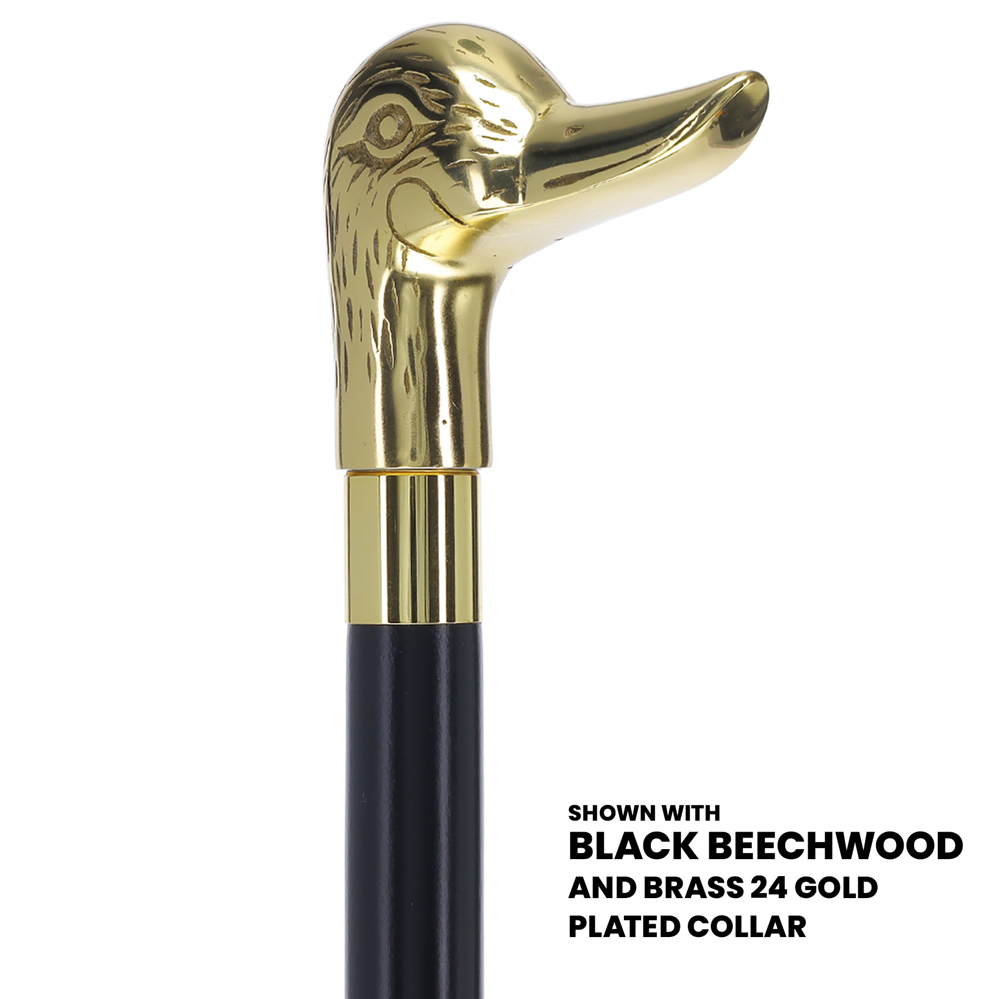 Premium Brass Duck Handle Walking Cane: Custom Shaft & Collar