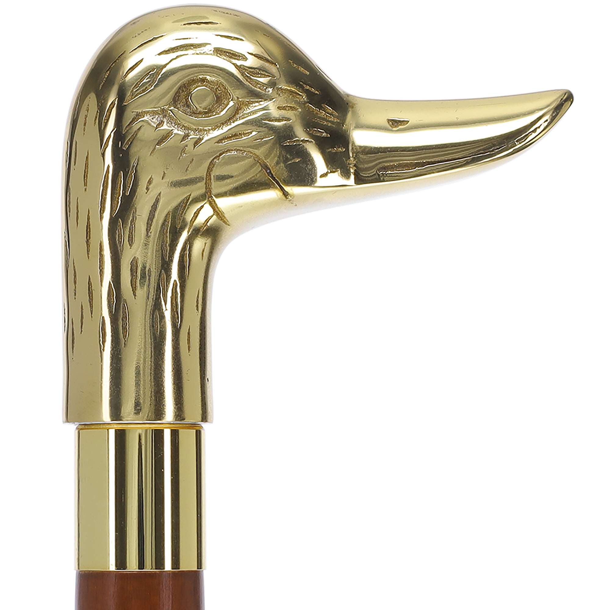 Premium Brass Duck Handle Walking Cane: Custom Shaft & Collar