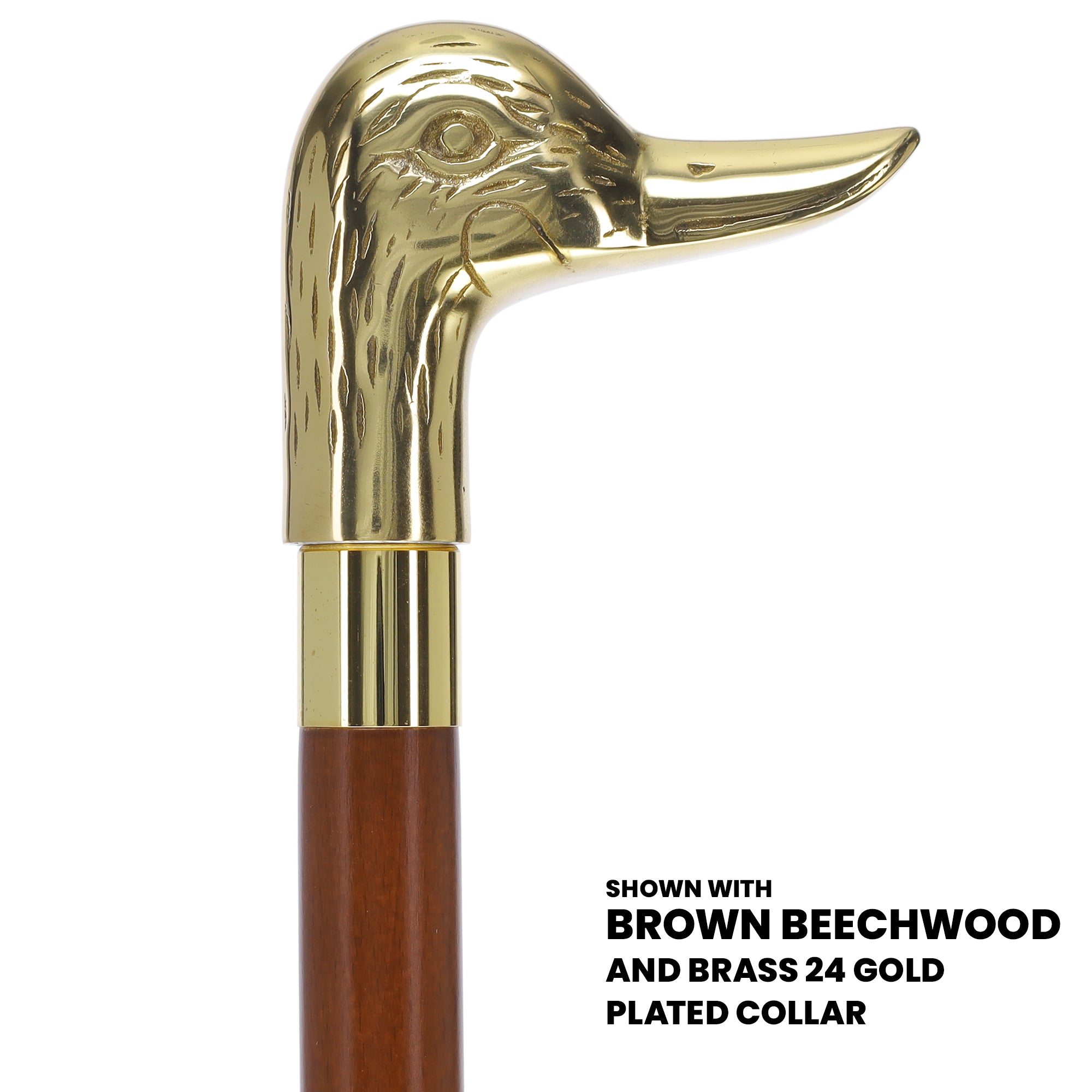 Premium Brass Duck Handle Walking Cane: Custom Shaft & Collar
