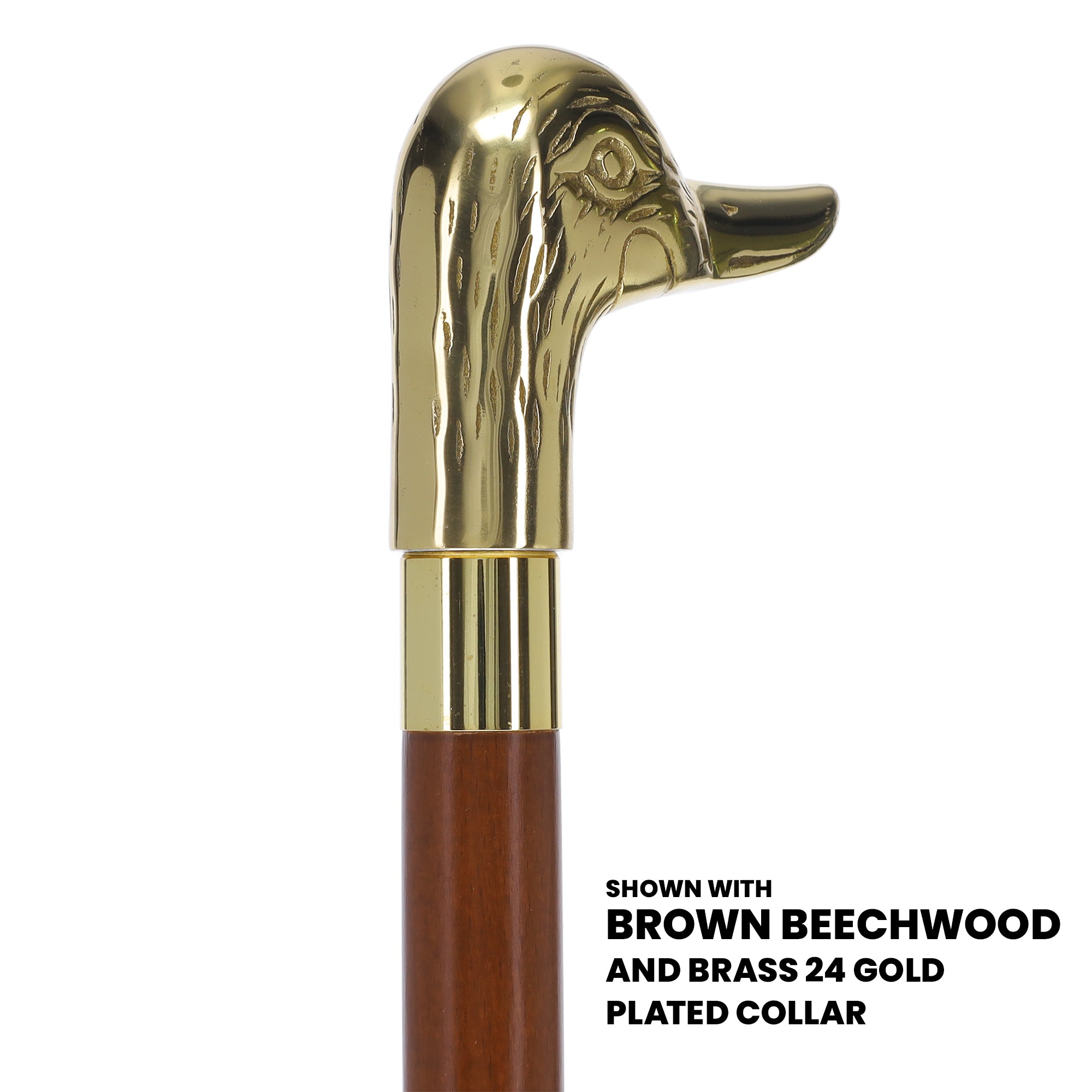 Premium Brass Duck Handle Walking Cane: Custom Shaft & Collar