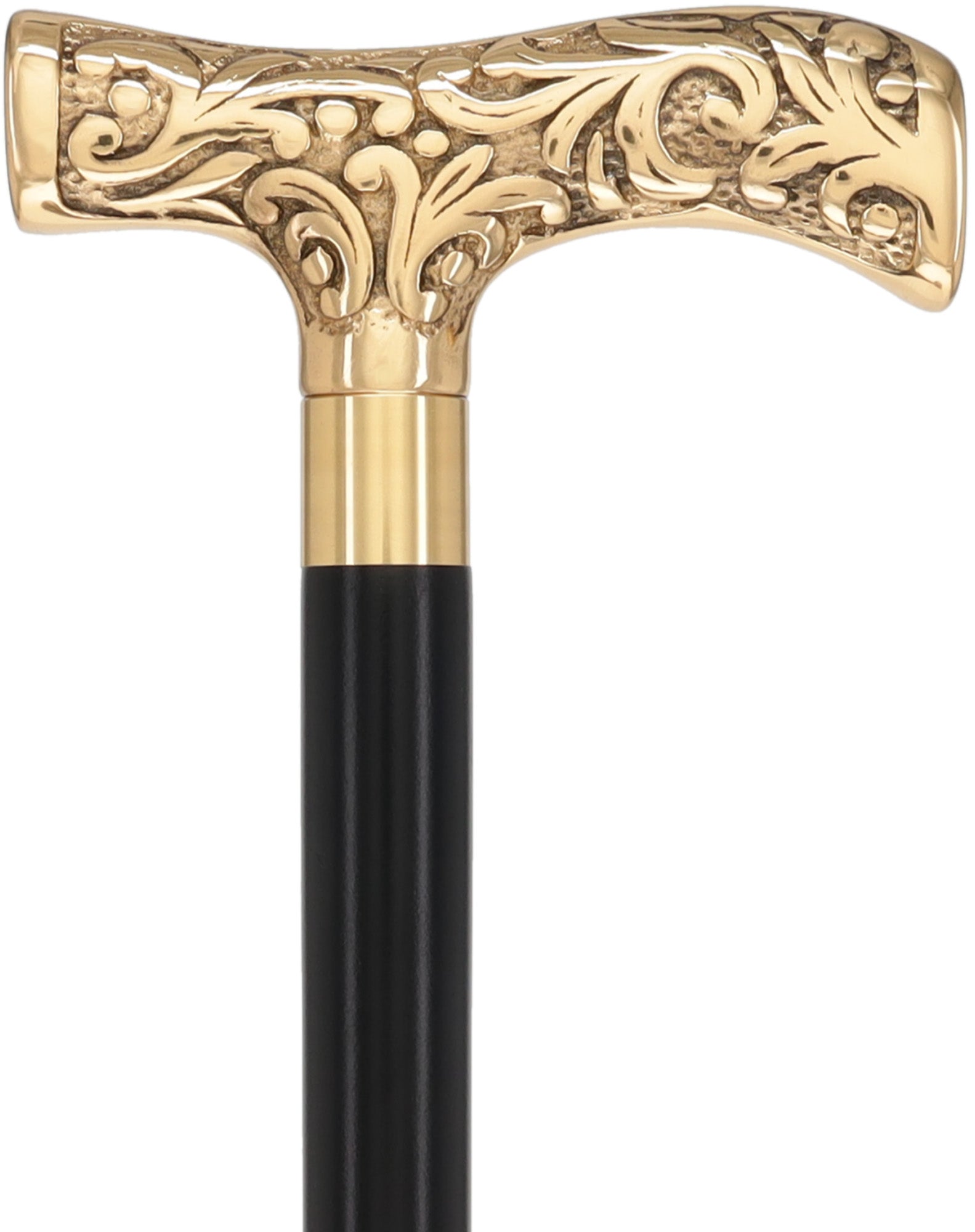 Premium Brass T-shaped Handle Walking Cane: Custom Shaft & Collar