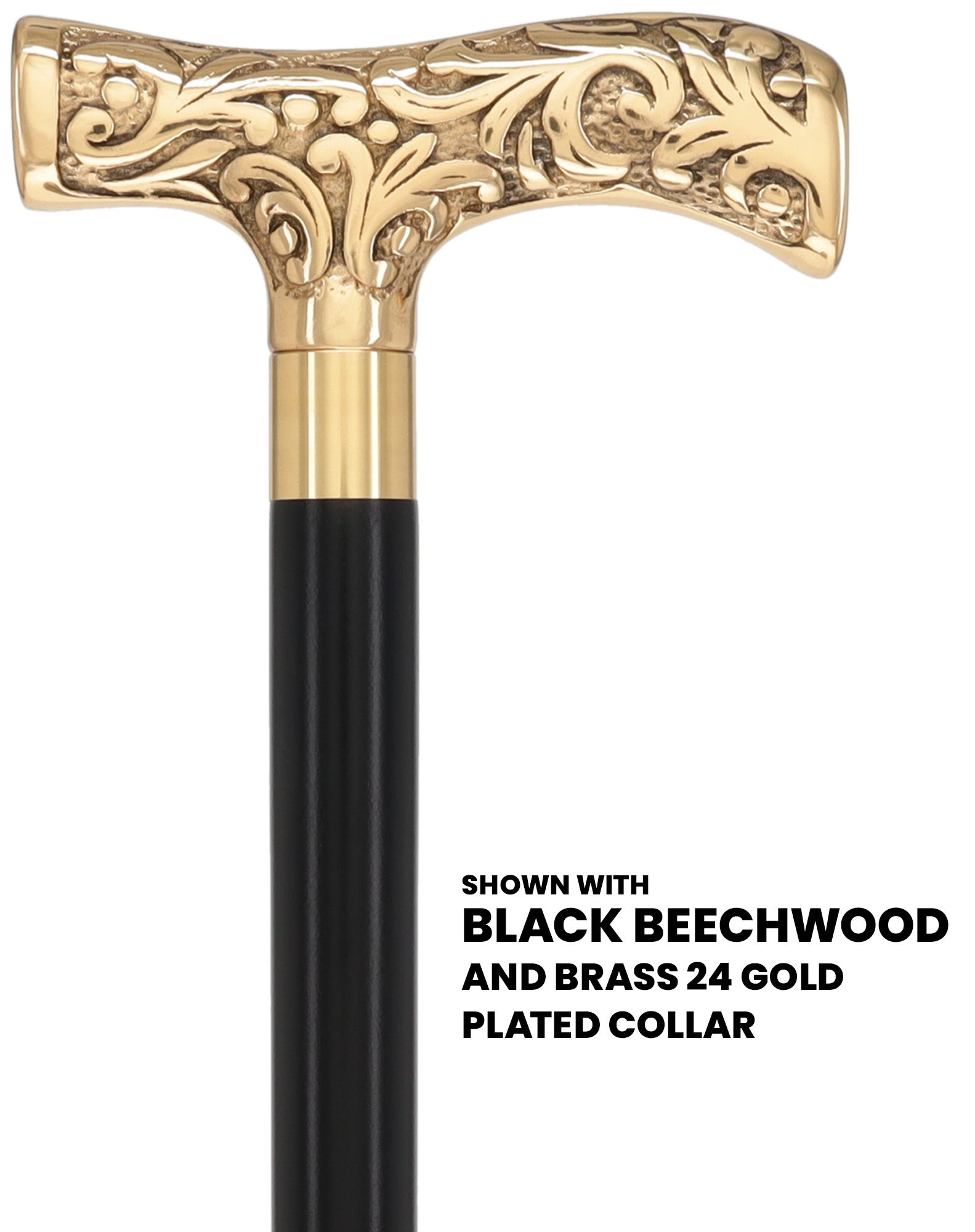 Premium Brass T-shaped Handle Walking Cane: Custom Shaft & Collar