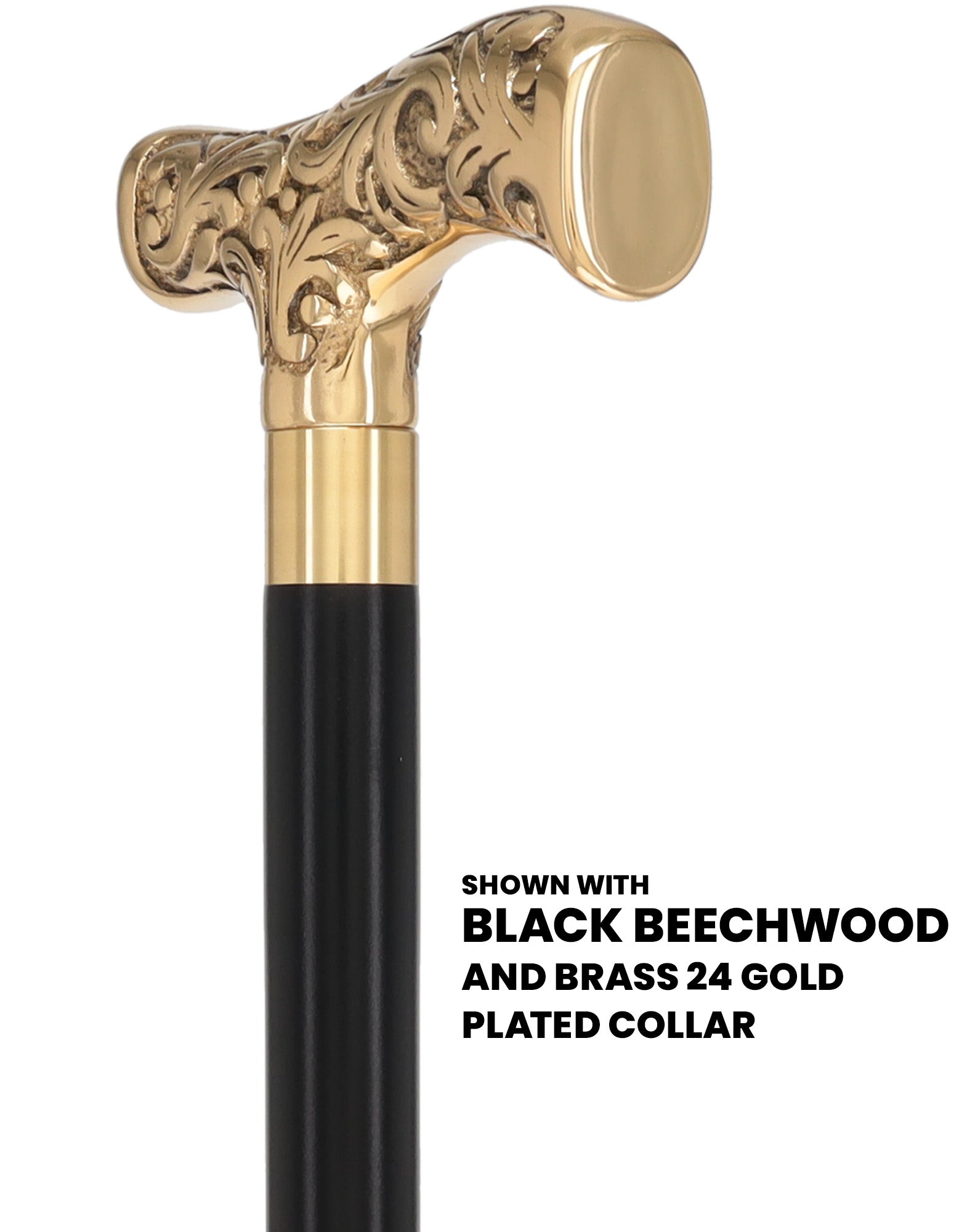 Premium Brass T-shaped Handle Walking Cane: Custom Shaft & Collar