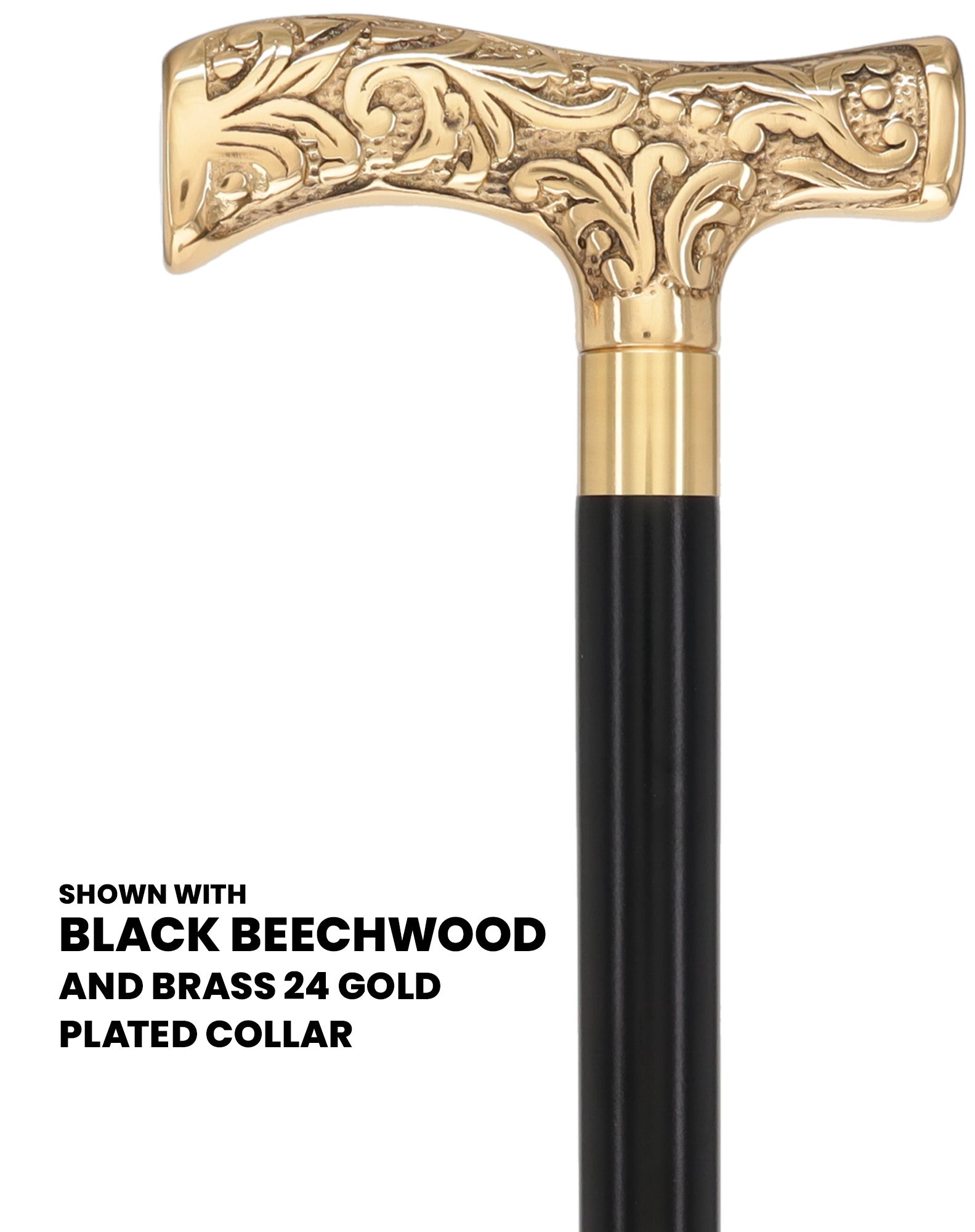 Premium Brass T-shaped Handle Walking Cane: Custom Shaft & Collar