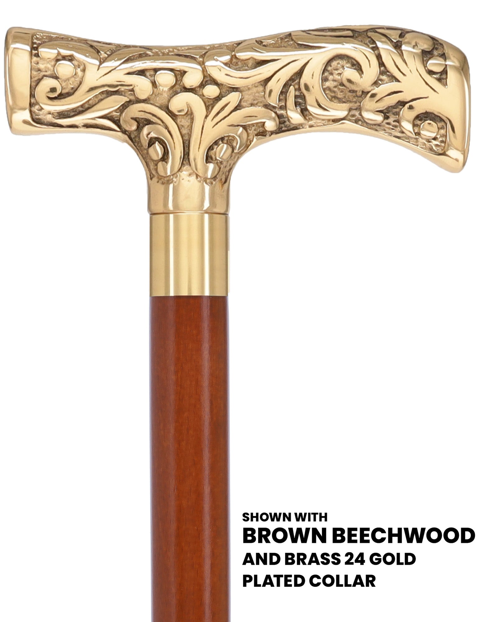 Premium Brass T-shaped Handle Walking Cane: Custom Shaft & Collar