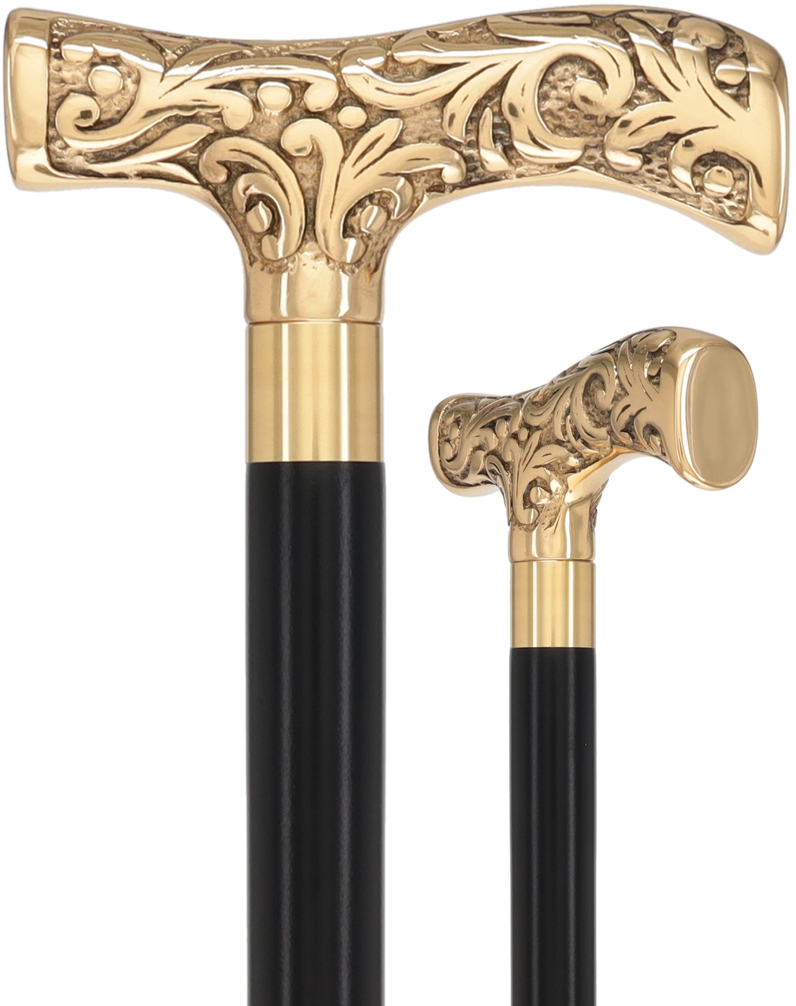 Premium Brass T-shaped Handle Walking Cane: Custom Shaft & Collar