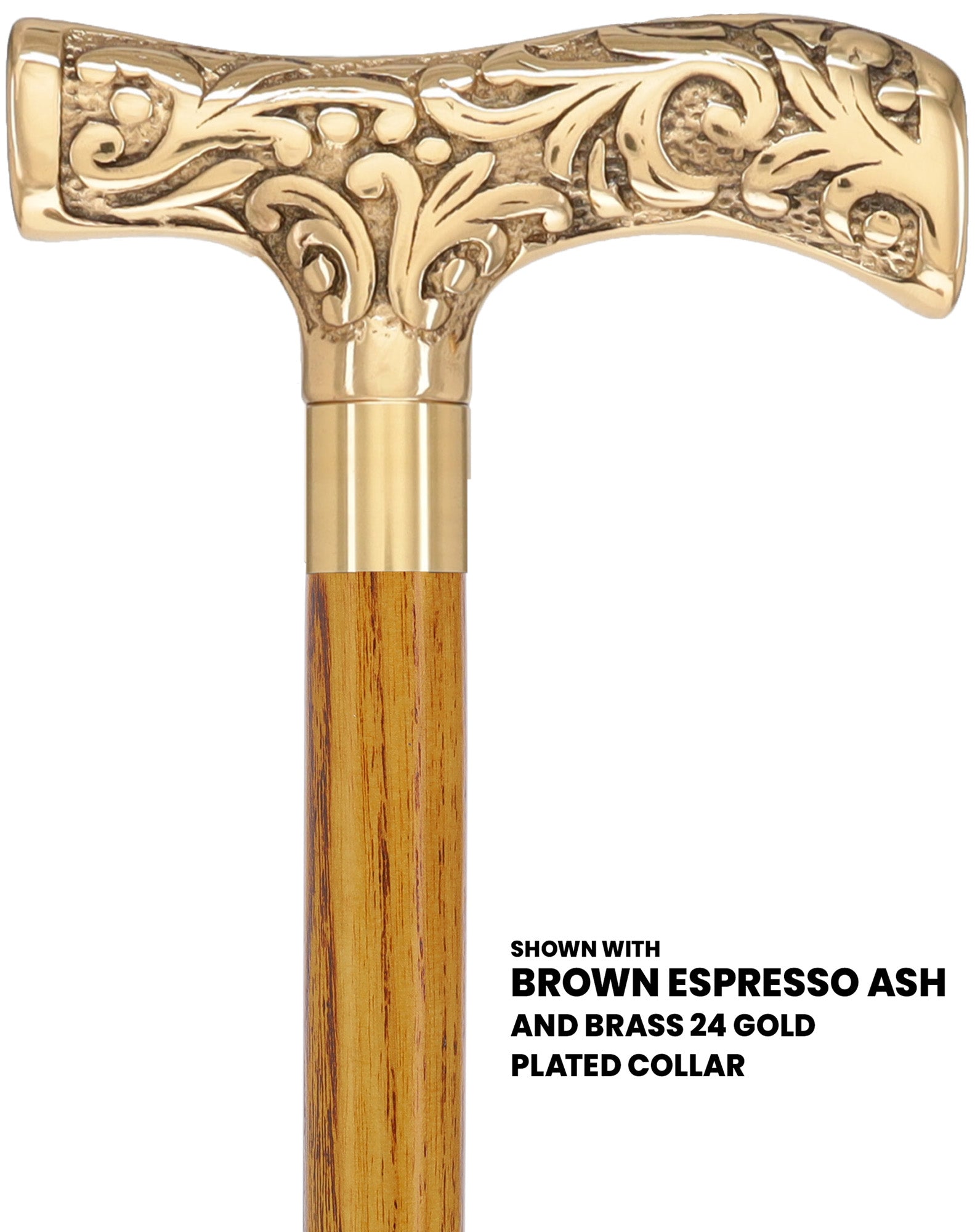 Premium Brass T-shaped Handle Walking Cane: Custom Shaft & Collar