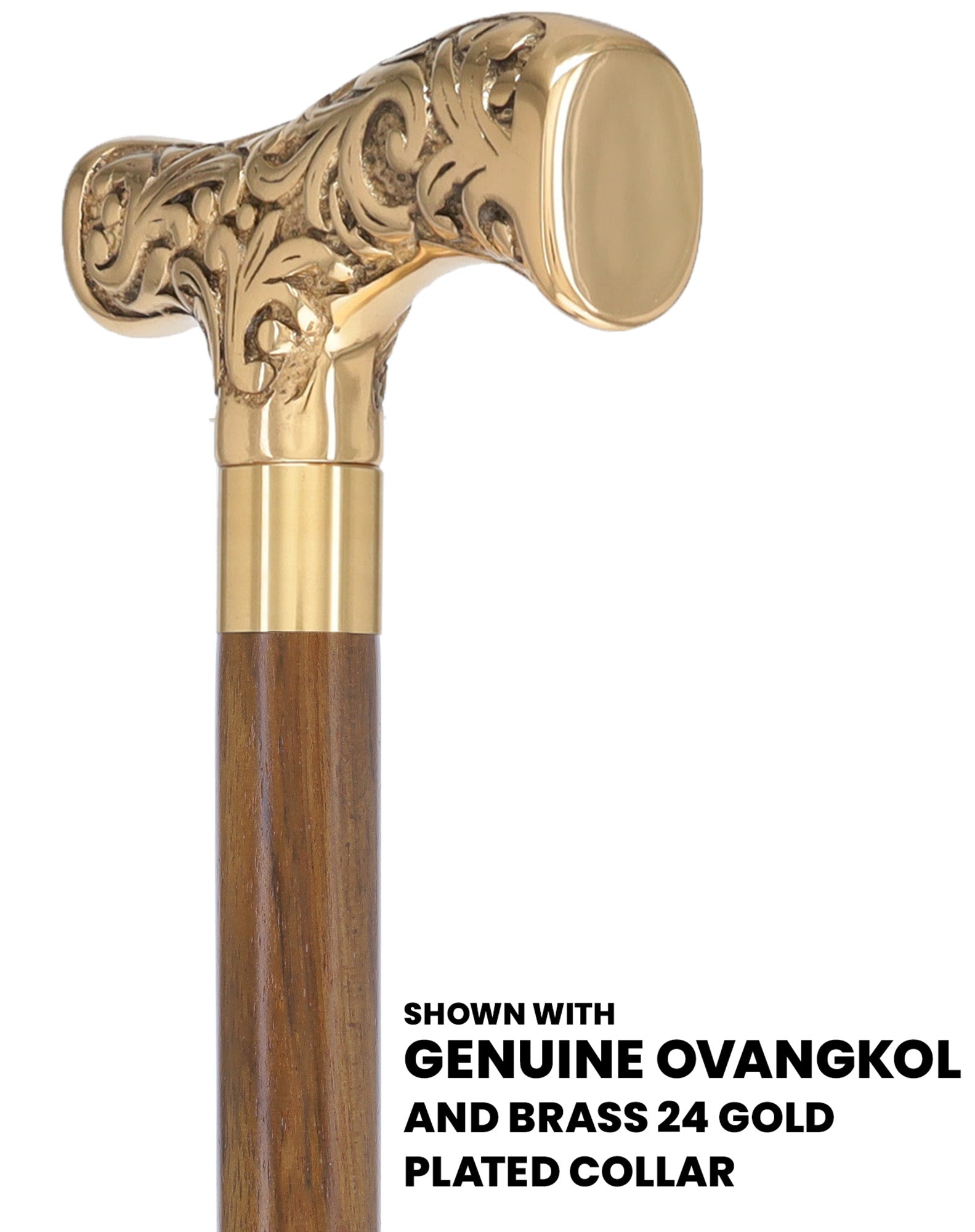 Premium Brass T-shaped Handle Walking Cane: Custom Shaft & Collar