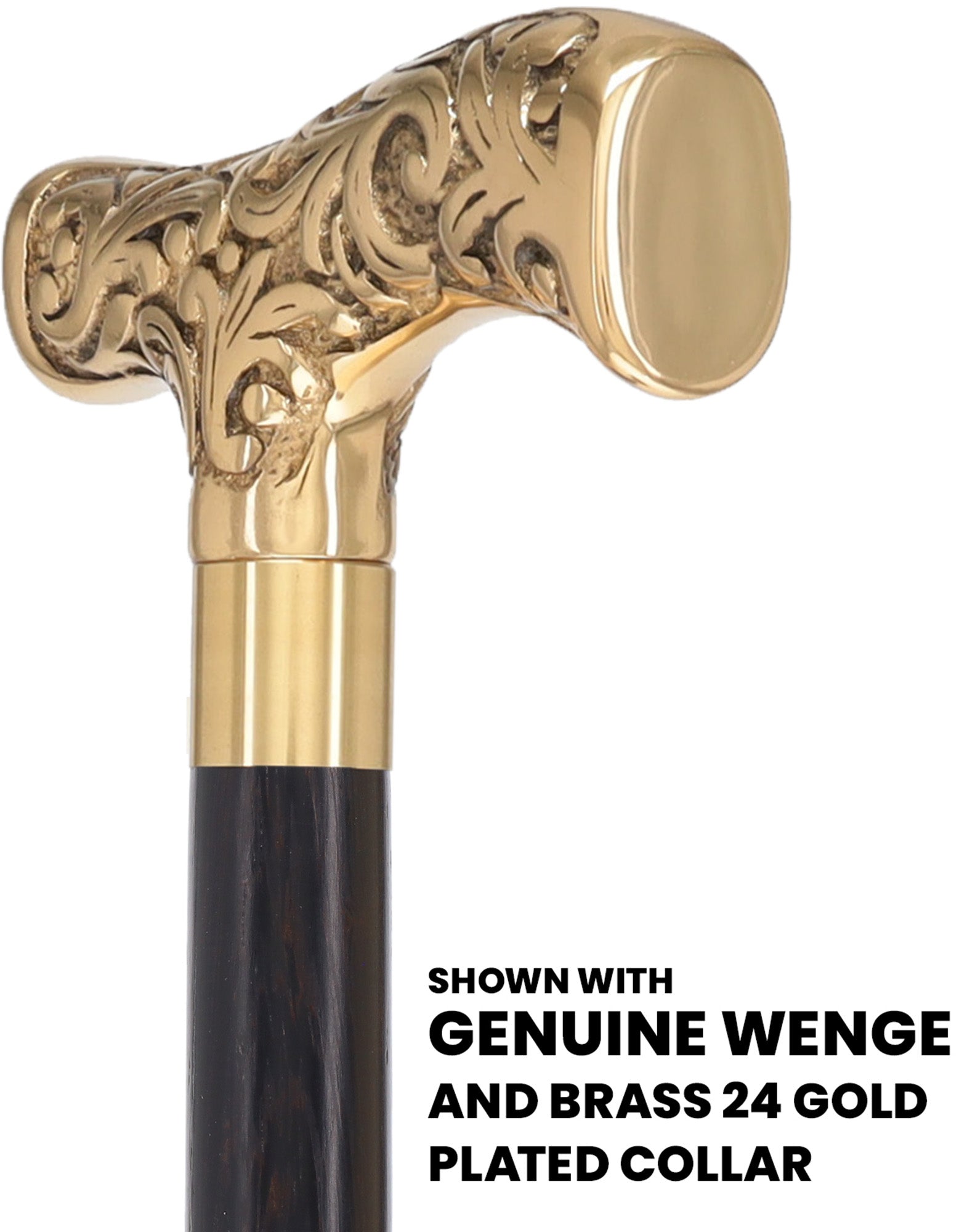 Premium Brass T-shaped Handle Walking Cane: Custom Shaft & Collar