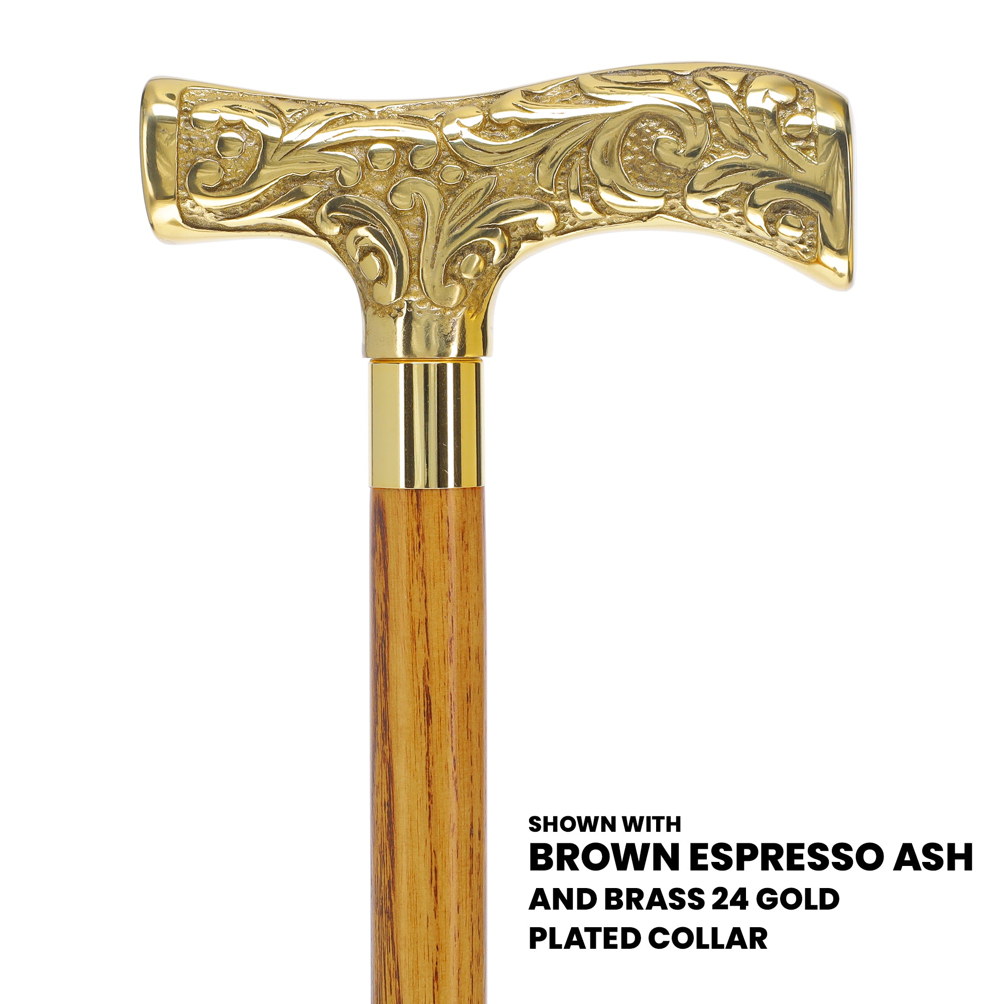 Premium Brass T-shaped Handle Walking Cane: Custom Shaft & Collar