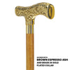 Scratch and Dent Brass T Shaped Handle Walking Cane w/ Wenge Shaft and Brass Gold Collar V3205