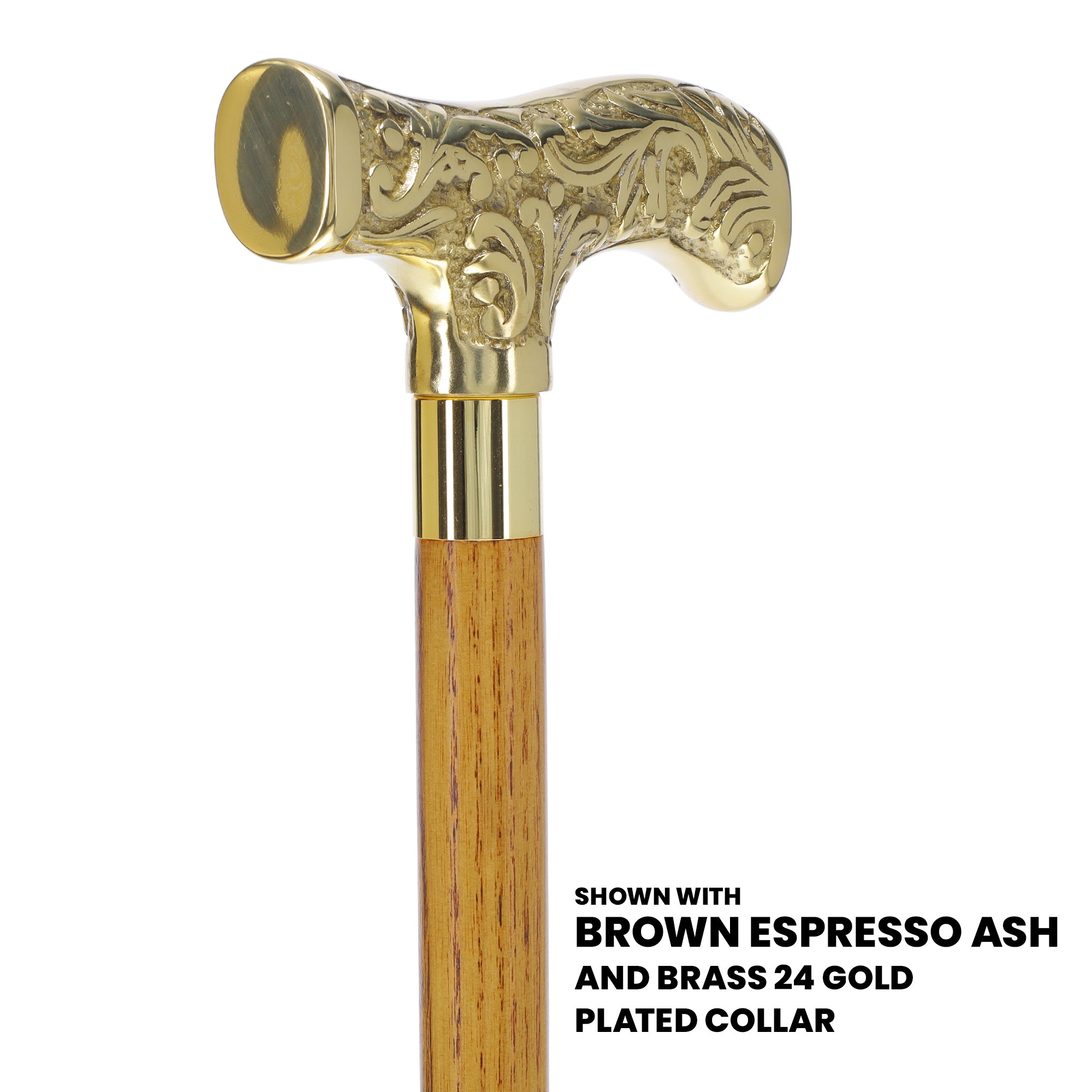 Premium Brass T-shaped Handle Walking Cane: Custom Shaft & Collar