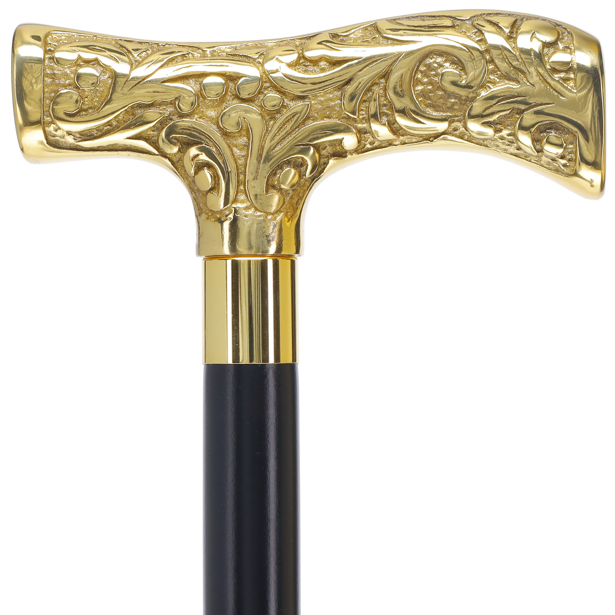 Premium Brass T-shaped Handle Walking Cane: Custom Shaft & Collar