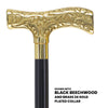 Scratch and Dent Brass T Shaped Handle Walking Cane w/ Wenge Shaft and Brass Gold Collar V3205