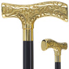 Scratch and Dent Brass T Shaped Handle Walking Cane w/ Wenge Shaft and Brass Gold Collar V3205