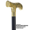 Scratch and Dent Brass T Shaped Handle Walking Cane w/ Wenge Shaft and Brass Gold Collar V3205