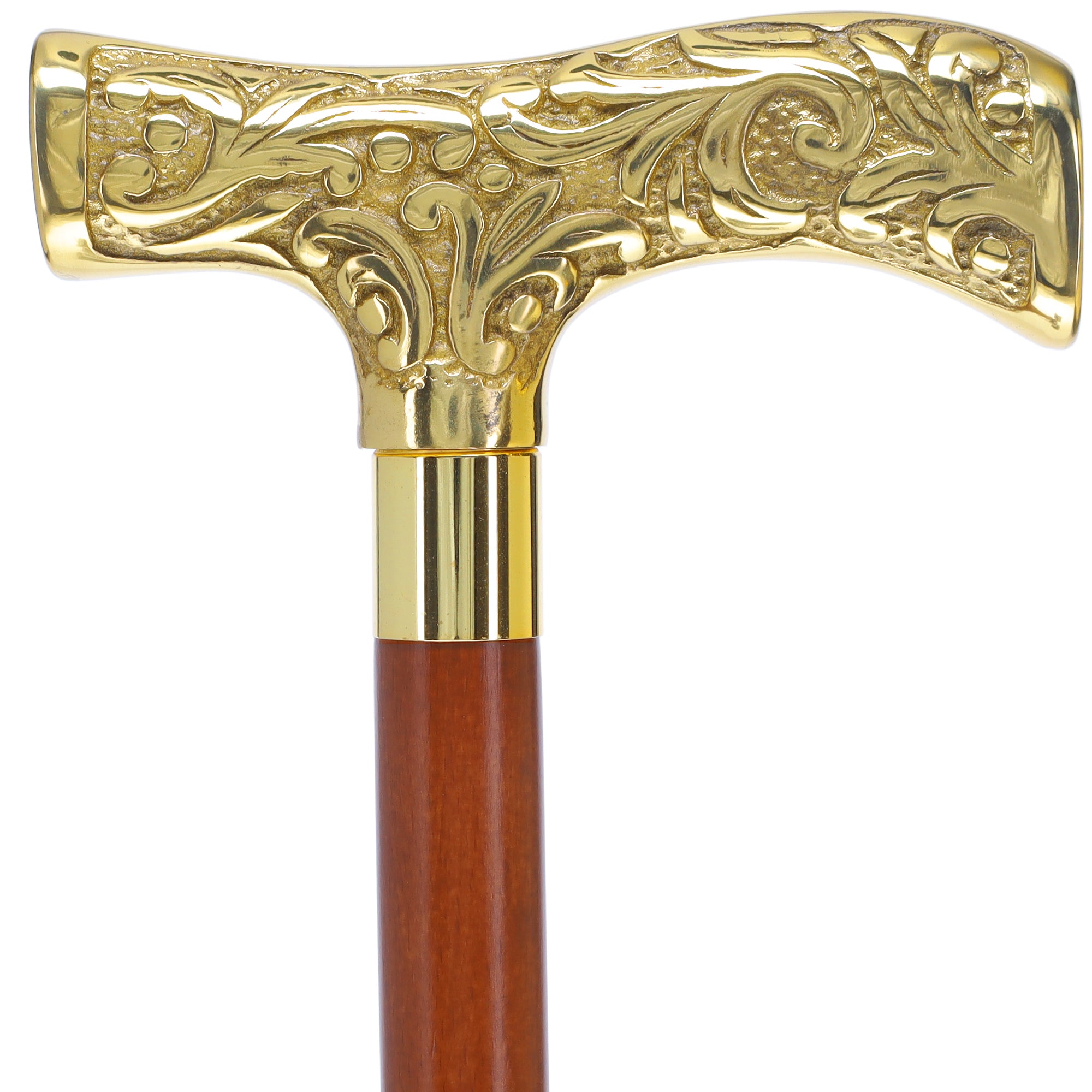 Premium Brass T-shaped Handle Walking Cane: Custom Shaft & Collar
