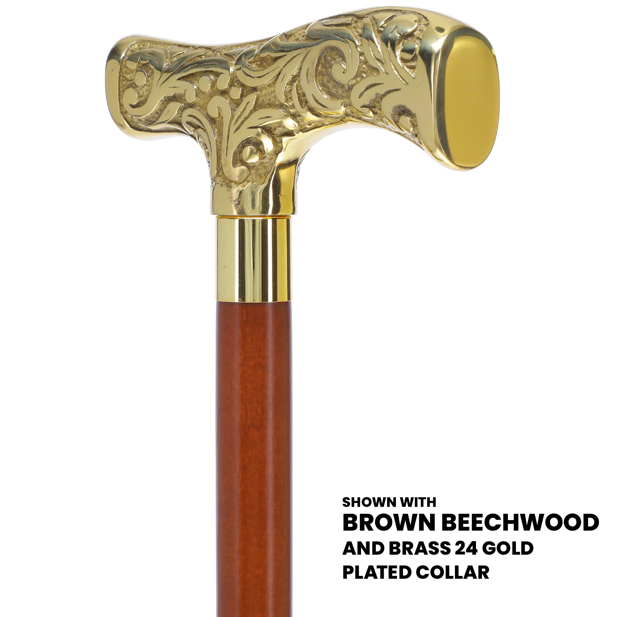 Premium Brass T-shaped Handle Walking Cane: Custom Shaft & Collar