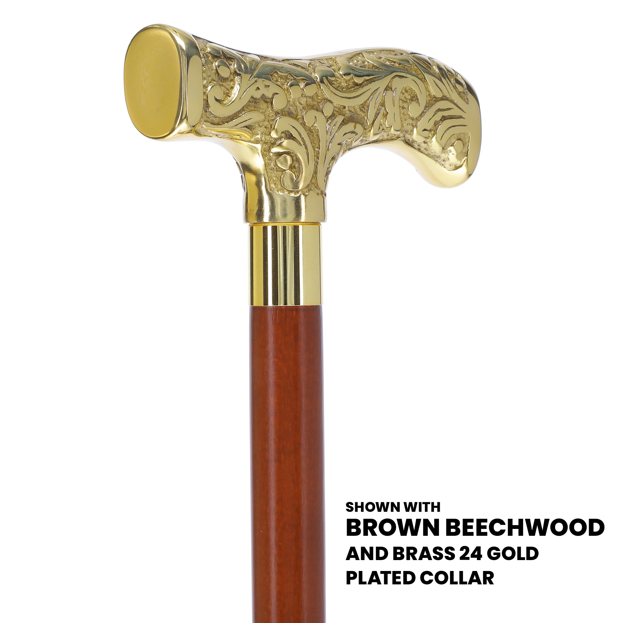 Premium Brass T-shaped Handle Walking Cane: Custom Shaft & Collar