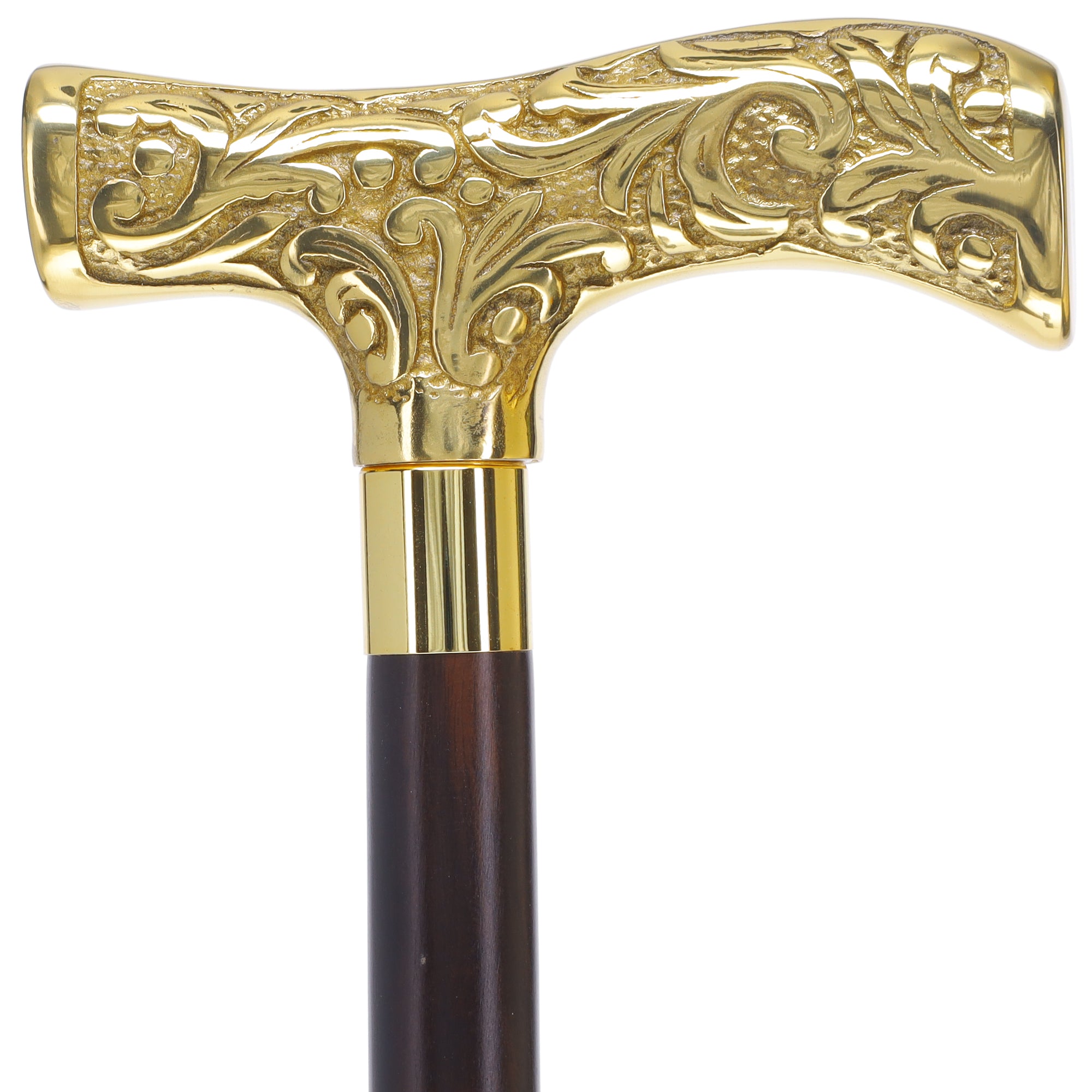 Premium Brass T-shaped Handle Walking Cane: Custom Shaft & Collar