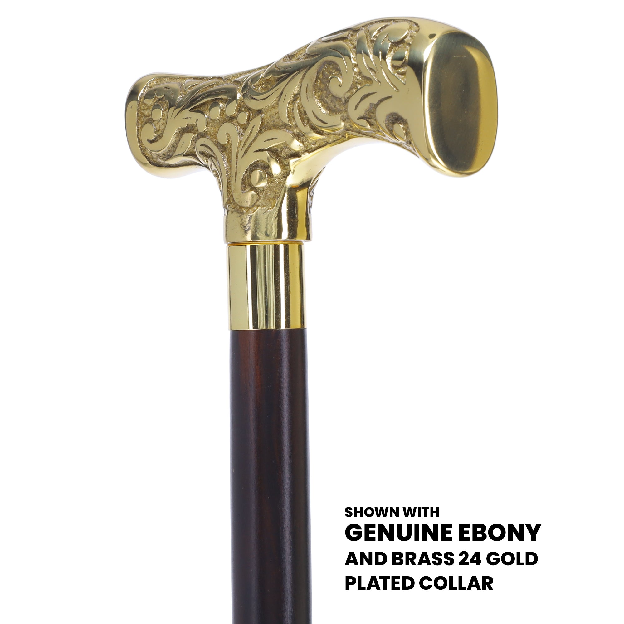 Premium Brass T-shaped Handle Walking Cane: Custom Shaft & Collar