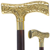 Scratch and Dent Brass T Shaped Handle Walking Cane w/ Wenge Shaft and Brass Gold Collar V3205