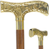 Scratch and Dent Brass T Shaped Handle Walking Cane w/ Wenge Shaft and Brass Gold Collar V3205