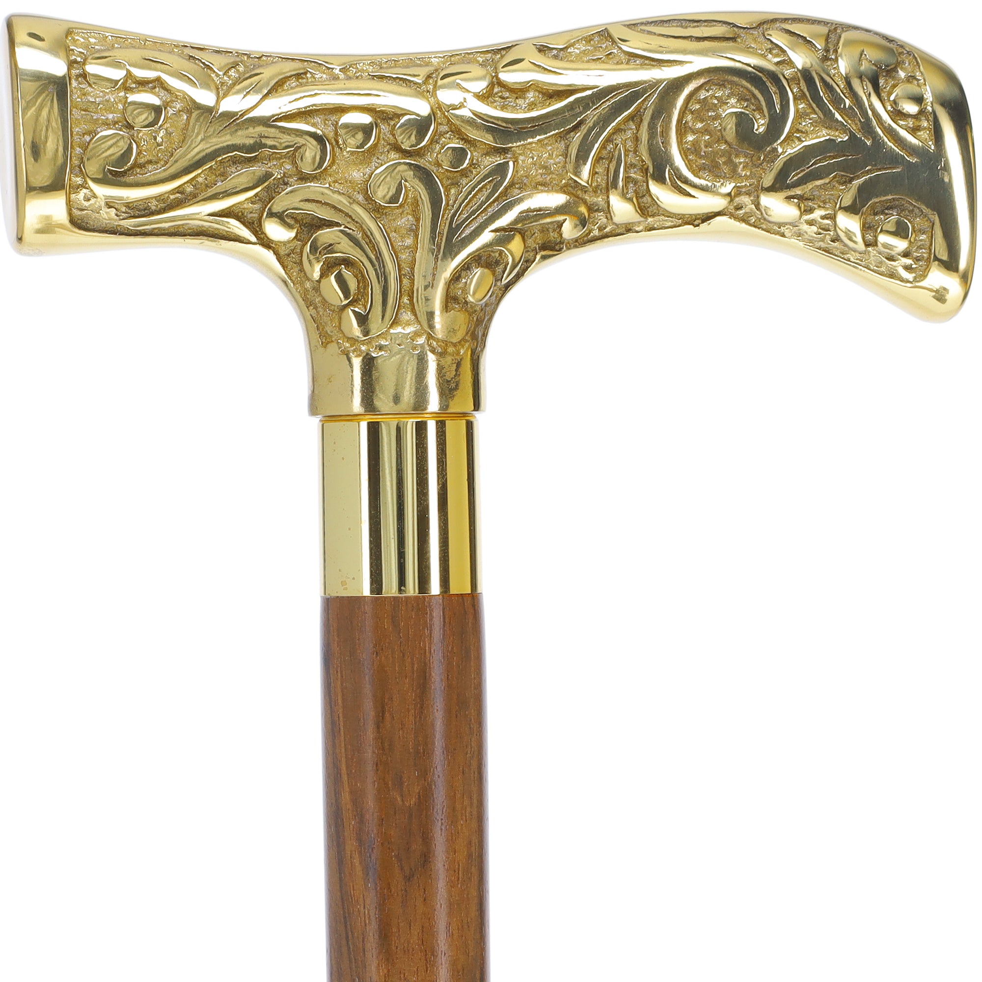 Premium Brass T-shaped Handle Walking Cane: Custom Shaft & Collar