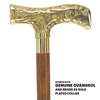 Scratch and Dent Brass T Shaped Handle Walking Cane w/ Wenge Shaft and Brass Gold Collar V3205