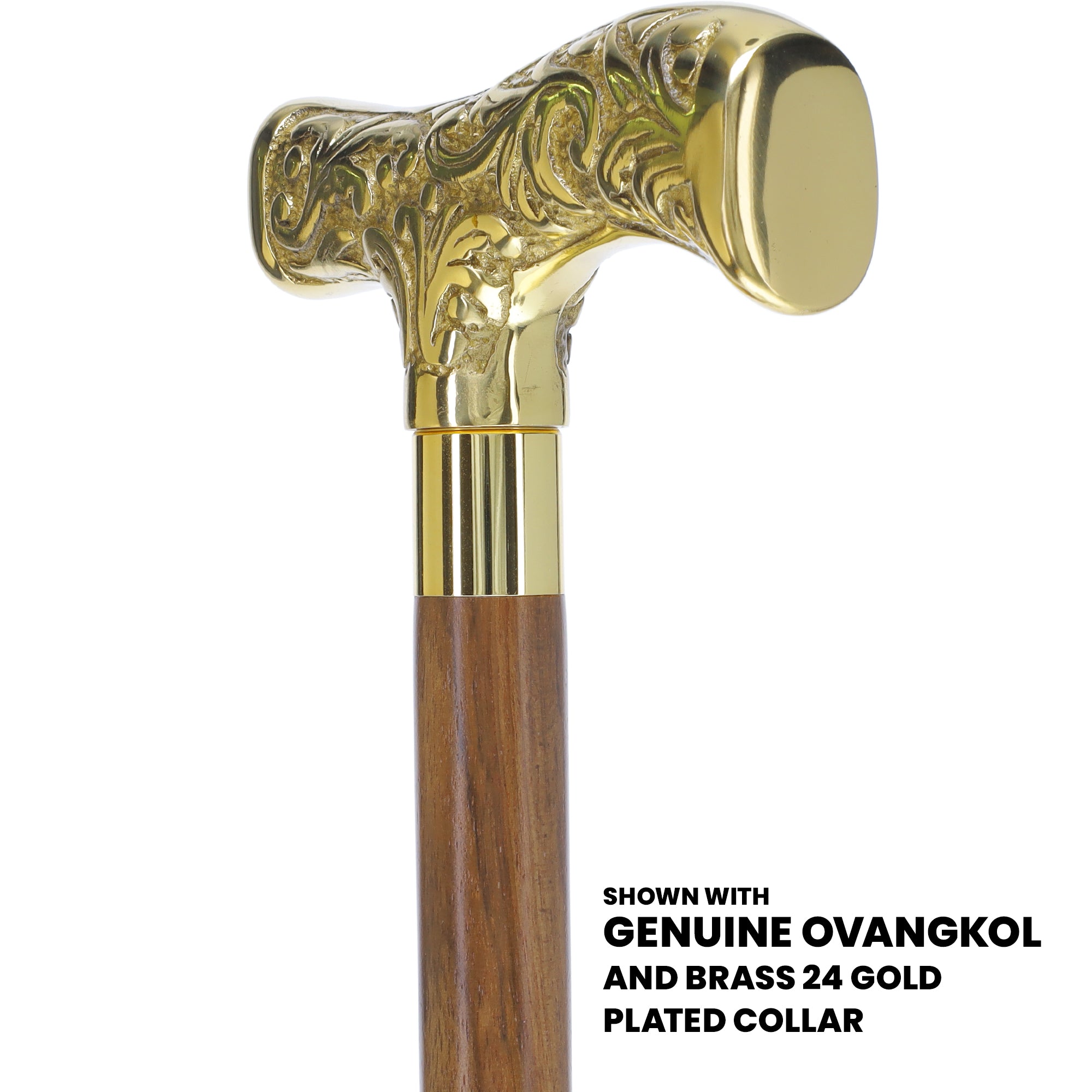 Premium Brass T-shaped Handle Walking Cane: Custom Shaft & Collar