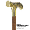 Scratch and Dent Brass T Shaped Handle Walking Cane w/ Wenge Shaft and Brass Gold Collar V3205