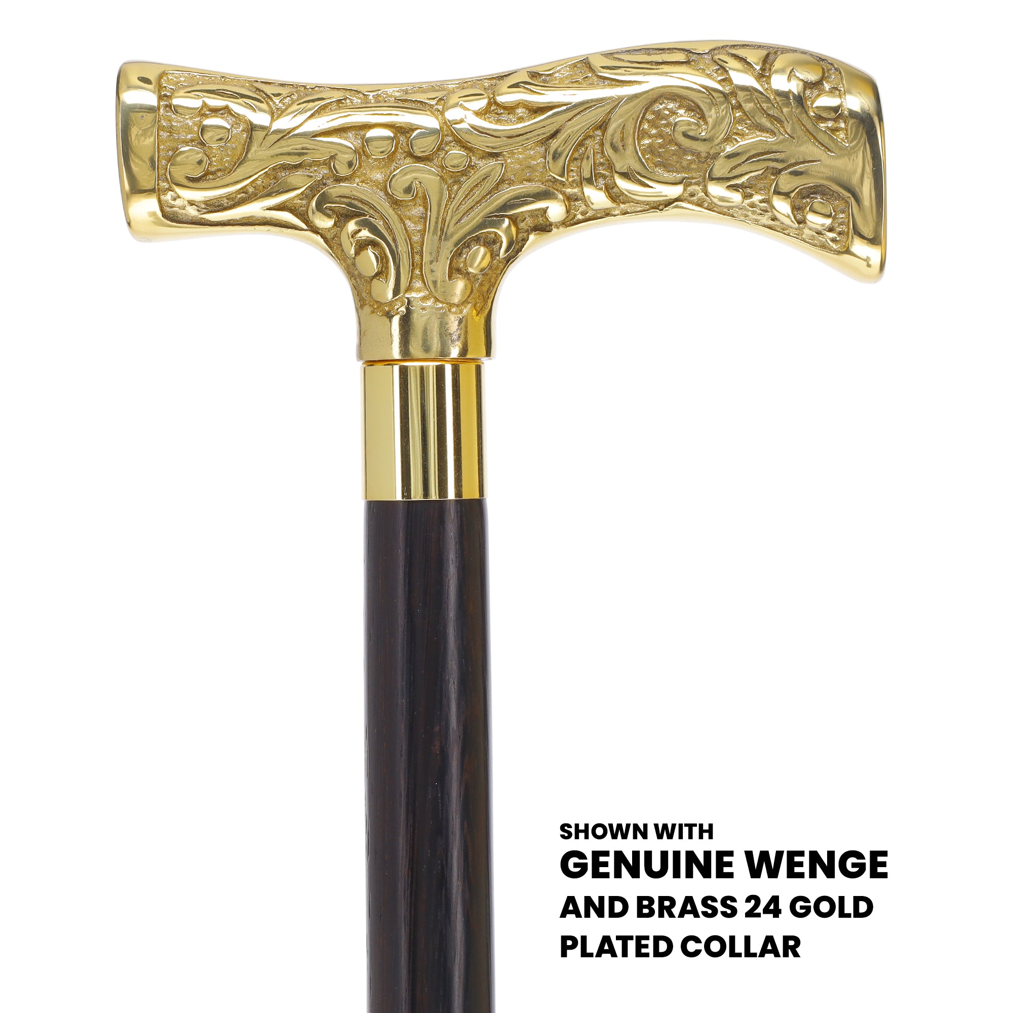 Premium Brass T-shaped Handle Walking Cane: Custom Shaft & Collar
