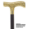 Scratch and Dent Brass T Shaped Handle Walking Cane w/ Wenge Shaft and Brass Gold Collar V3205