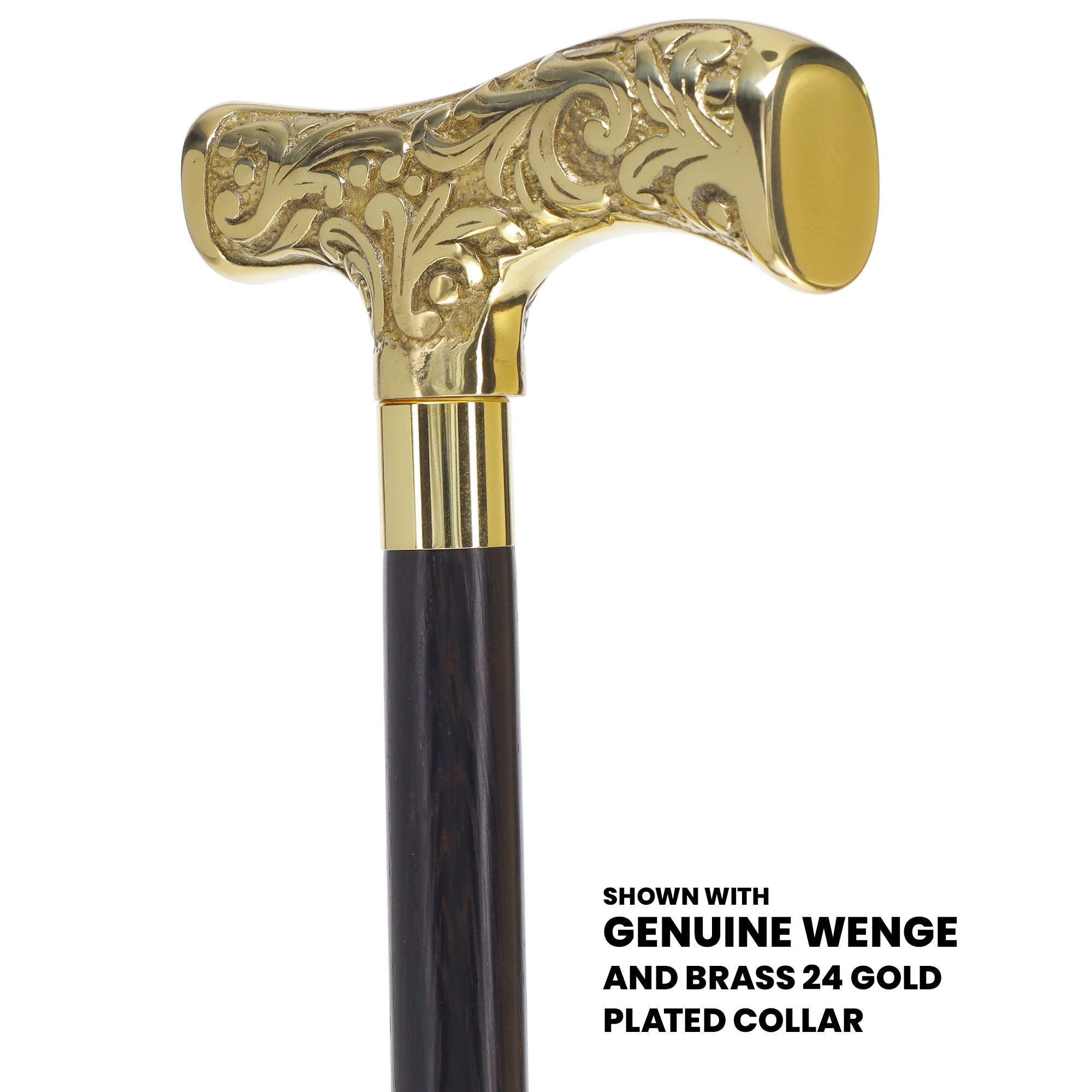 Premium Brass T-shaped Handle Walking Cane: Custom Shaft & Collar