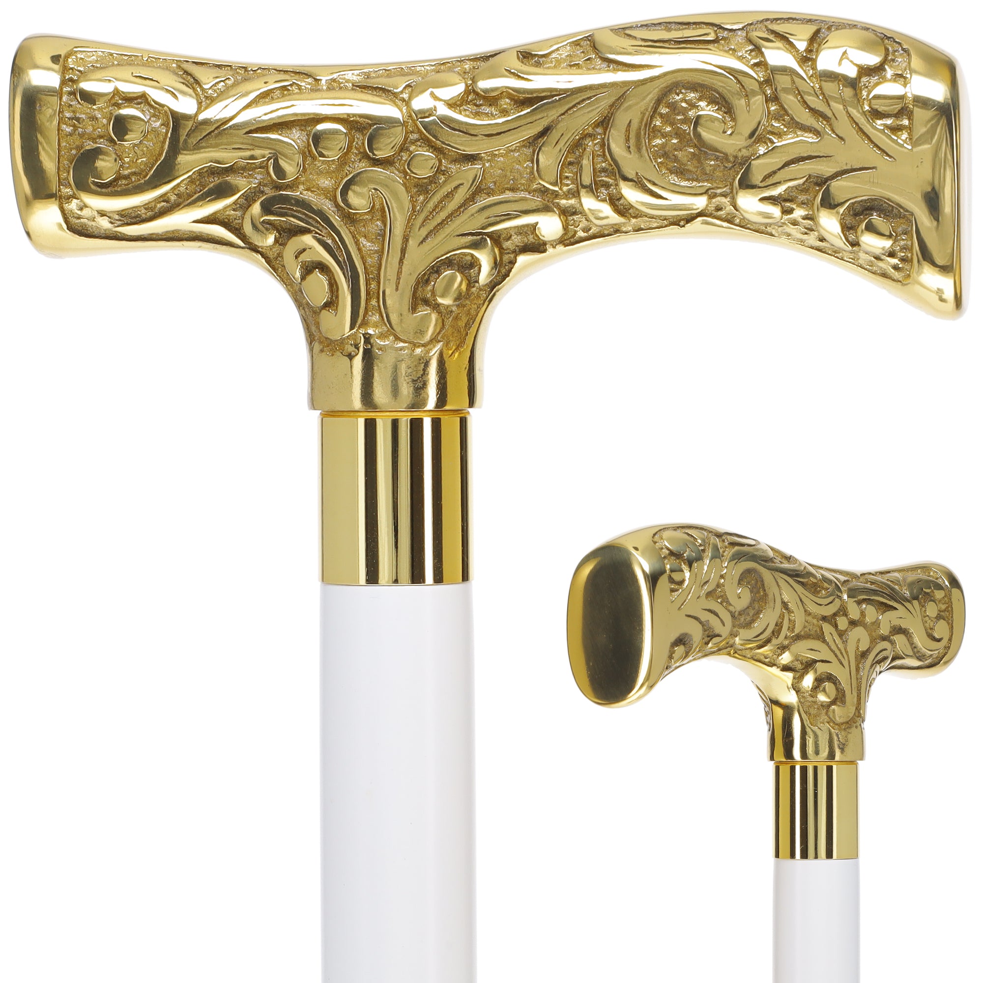 Premium Brass T-shaped Handle Walking Cane: Custom Shaft & Collar