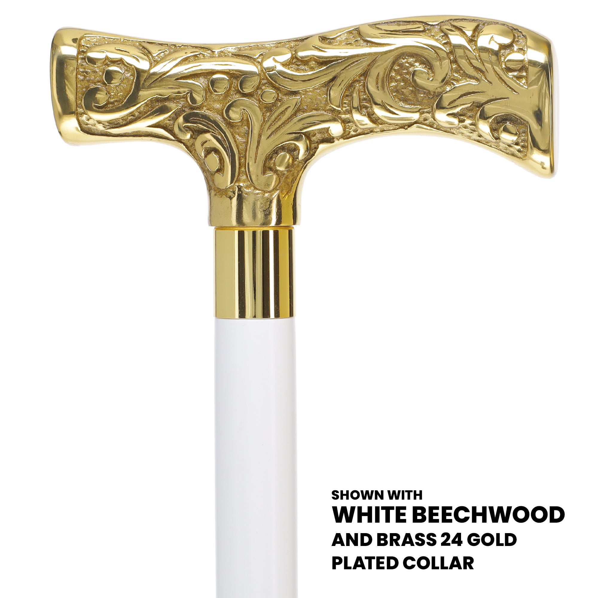 Premium Brass T-shaped Handle Walking Cane: Custom Shaft & Collar