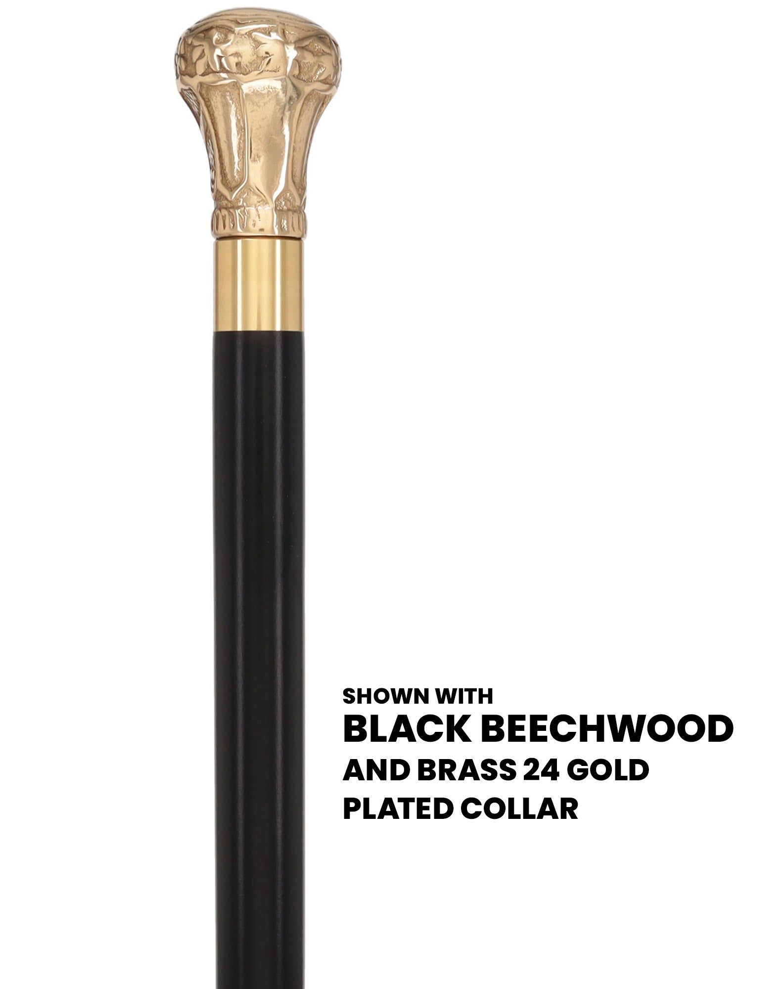 Premium Brass Knob Walking Cane: Custom Shaft & Collar
