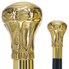 Scratch and Dent Brass Knob Handle Walking Cane w/ Brown Beechwood Shaft and Aluminum Gold Collar V3149