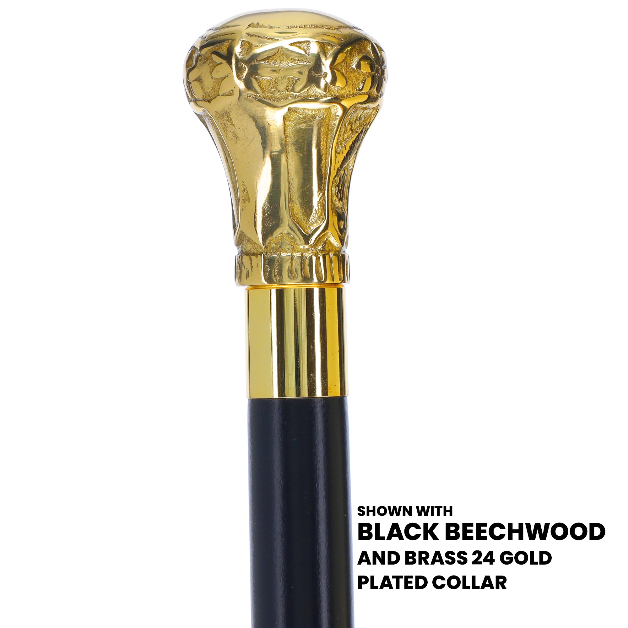 Premium Brass Knob Walking Cane: Custom Shaft & Collar
