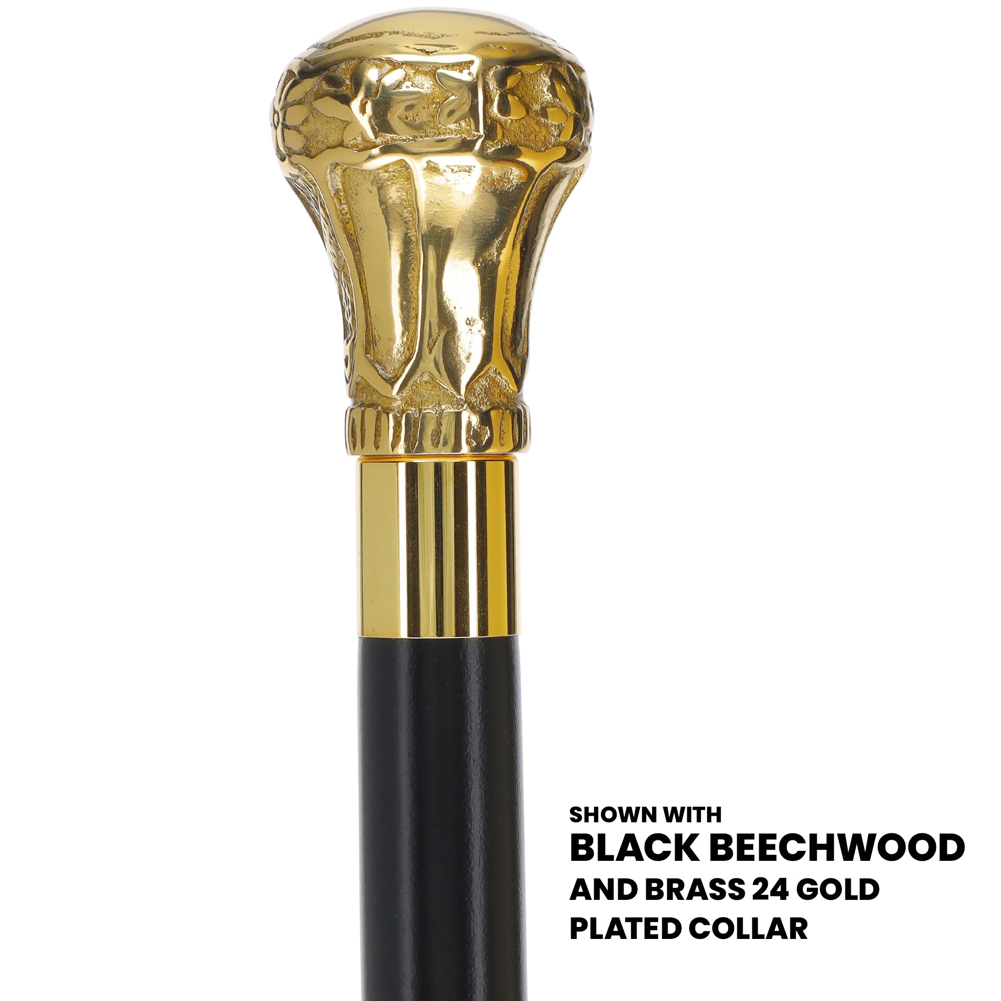 Premium Brass Knob Walking Cane: Custom Shaft & Collar