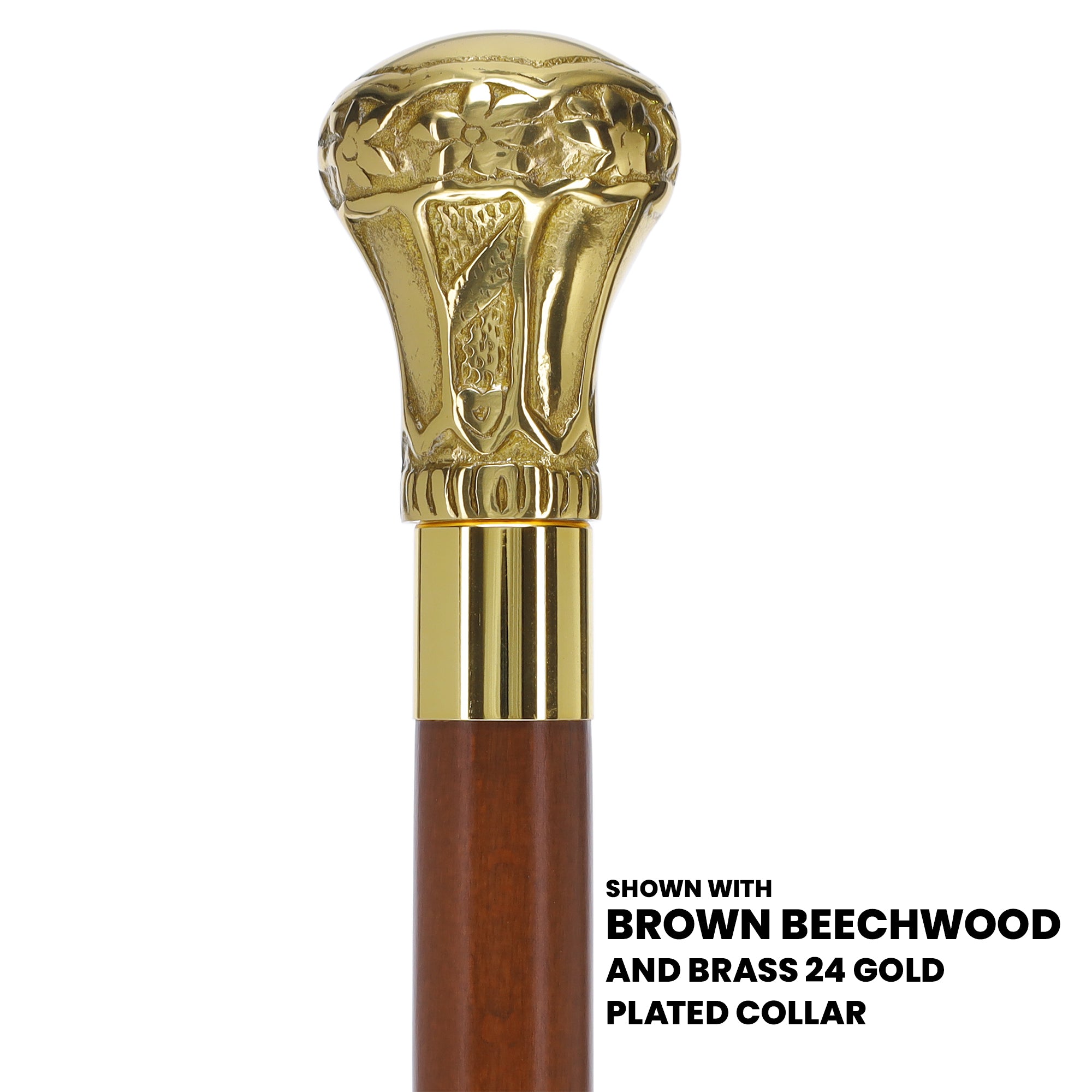 Premium Brass Knob Walking Cane: Custom Shaft & Collar