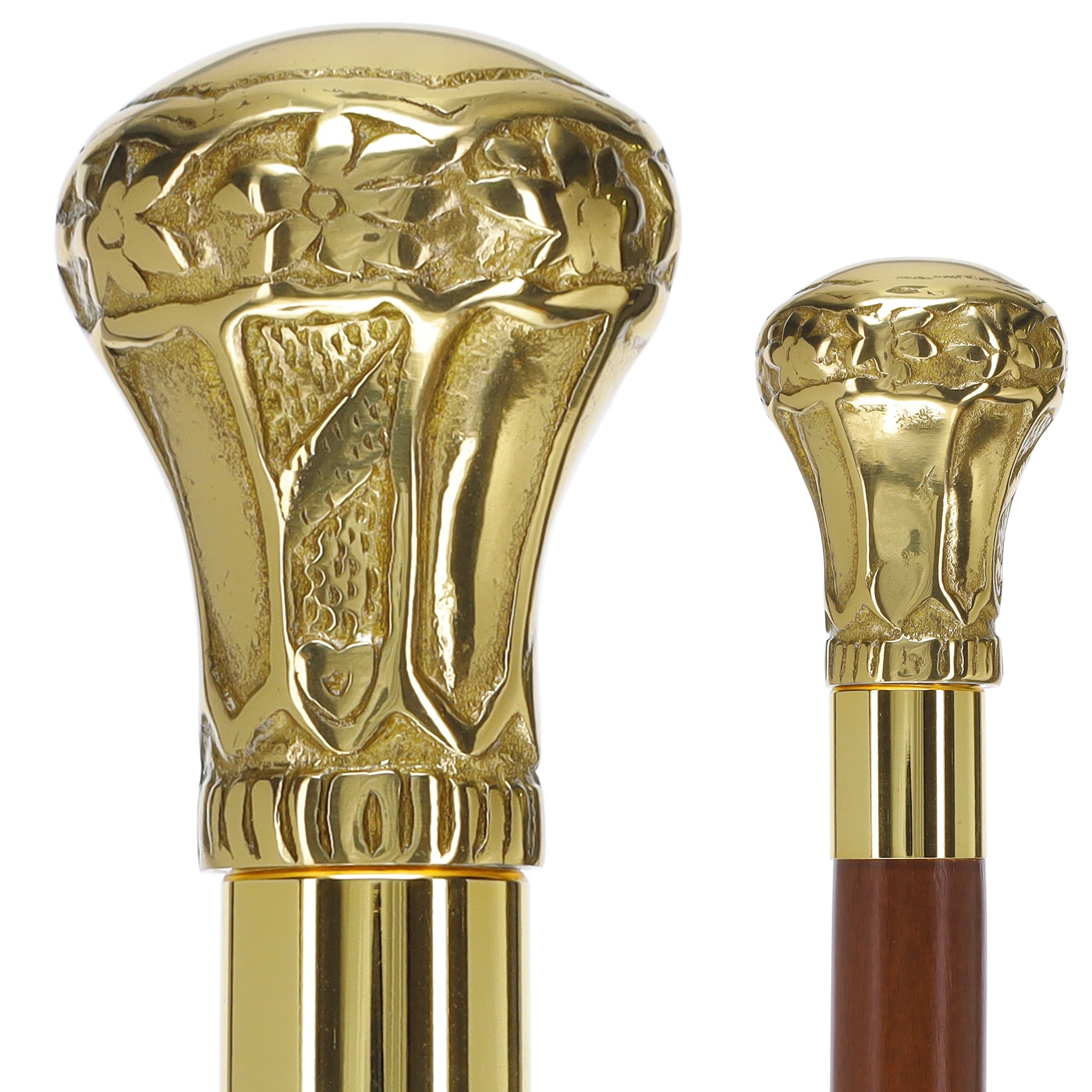 Scratch and Dent Brass Knob Handle Walking Cane w/ Brown Beechwood