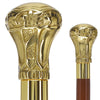 Scratch and Dent Brass Knob Handle Walking Cane w/ Brown Beechwood Shaft and Aluminum Gold Collar V3149