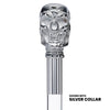 Scratch and Dent Chrome Plated Skull Handle Walking Cane w/ Lucite Shaft & Gold Collar V2058